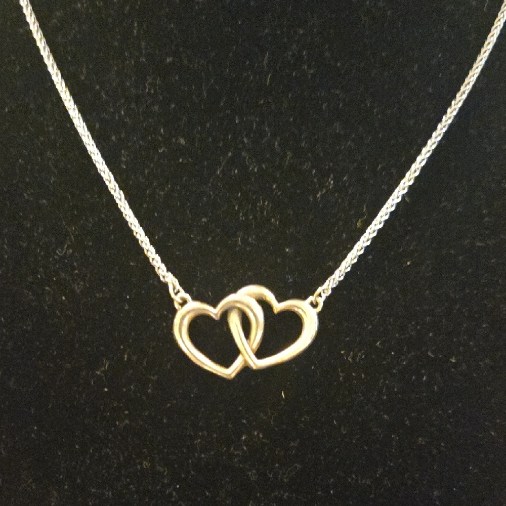 James Avery Double Heart Pendant Necklace
